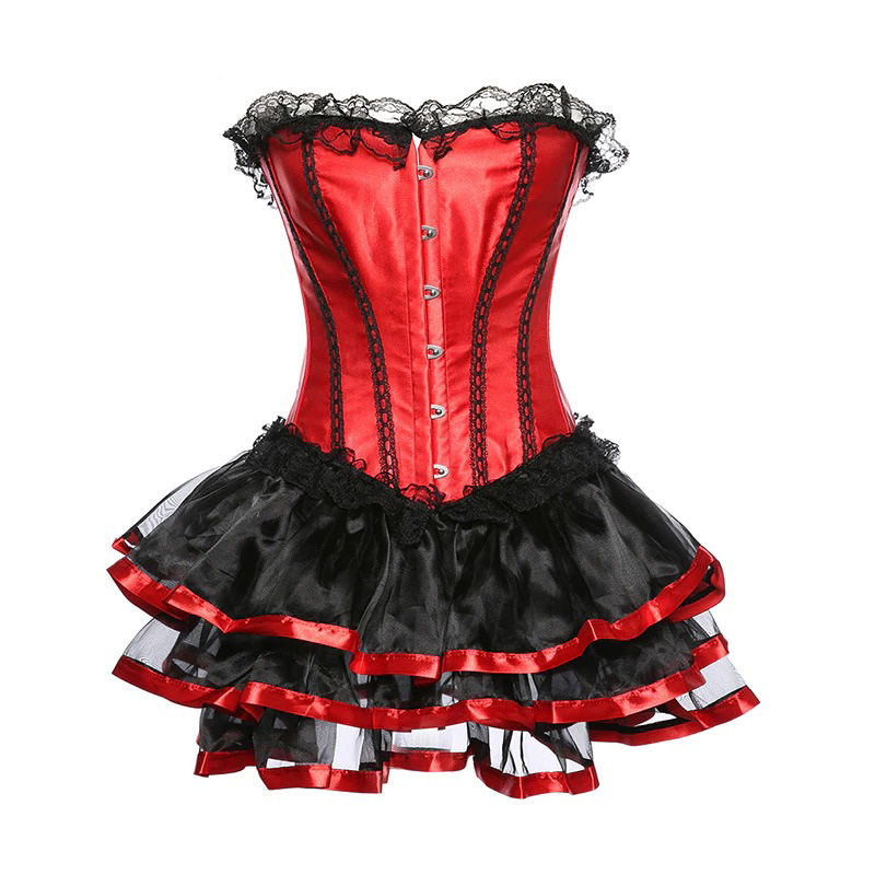Sexy Women's Two Piece Dress / Fashion Corset and Mini Skirt with Lace Sexy Women's Two Piece Dress / Fashion Corset and Mini Skirt with Lace
