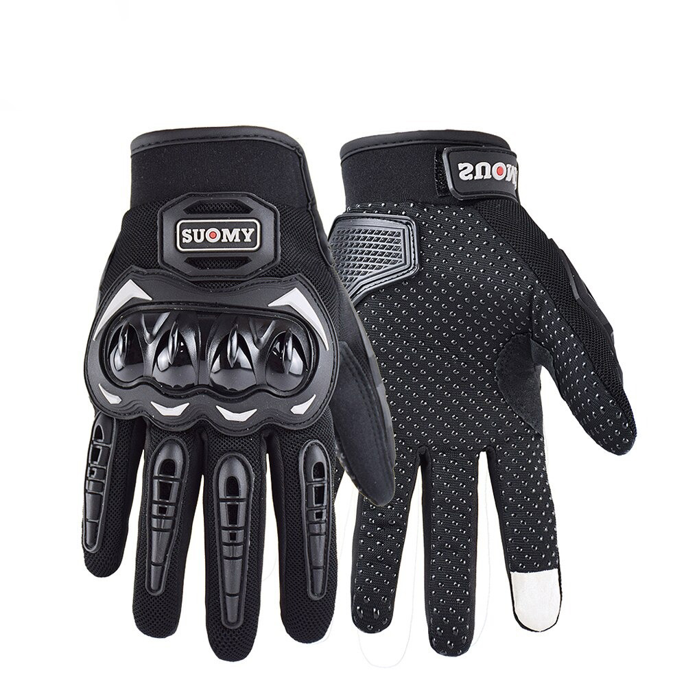 Shockproof unisex motorcycle gloves in rock style with touch screen functionality and anti-slip elements.