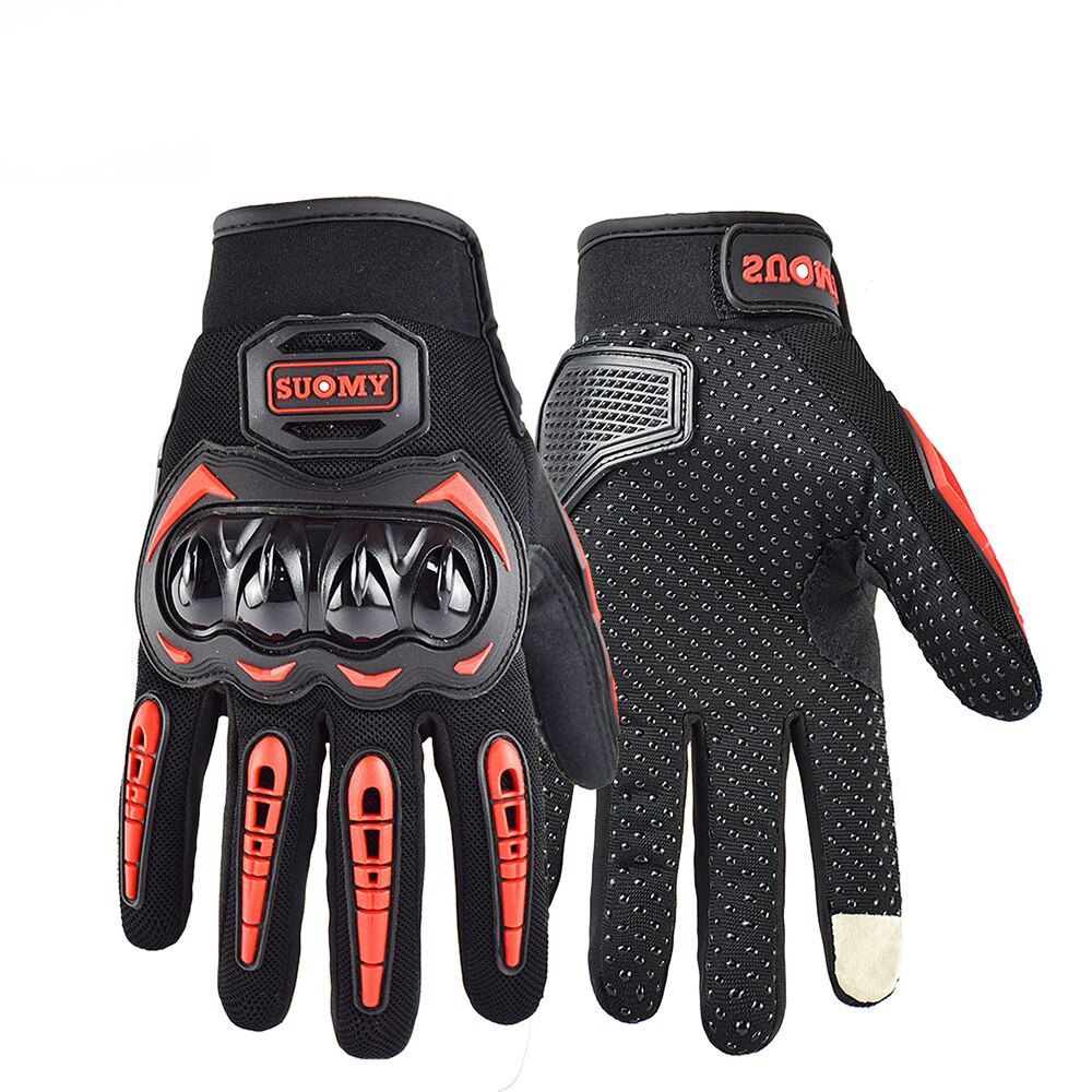 Shockproof motorcycle gloves in rock style. Unisex touch screen gloves for intense activities and safety.