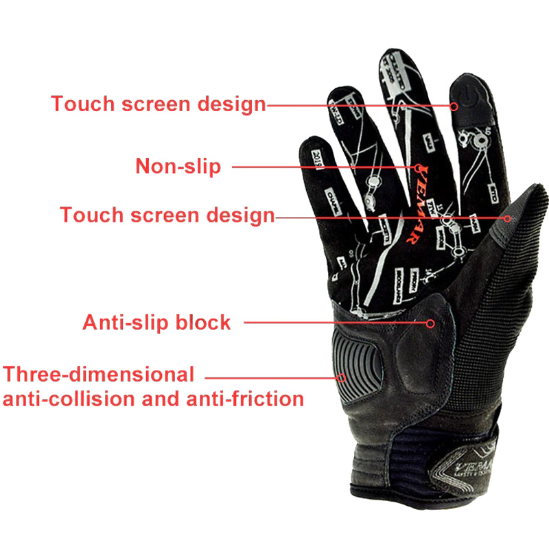Shockproof motorcycle gloves with touch screen design and anti-slip features for optimal grip and safety.