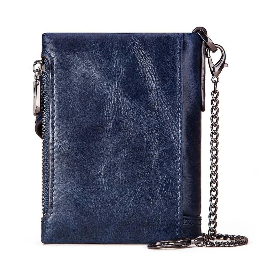 Short Men's Purse with Card Holder / Genuine Leather Wallet on Zipper and Hasp - HARD'N'HEAVY