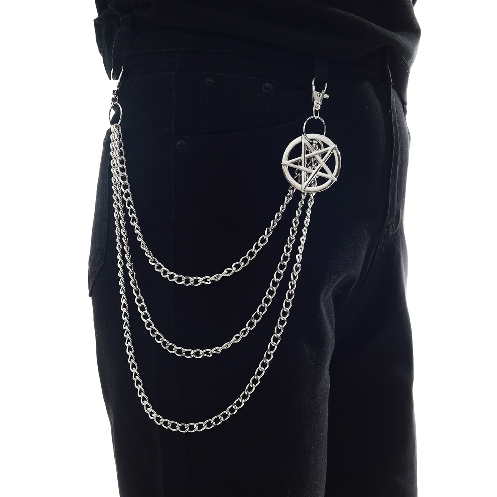 Side Chain for The Pants in Gothic Style / Pentagram Keychains for Men and Women - HARD'N'HEAVY