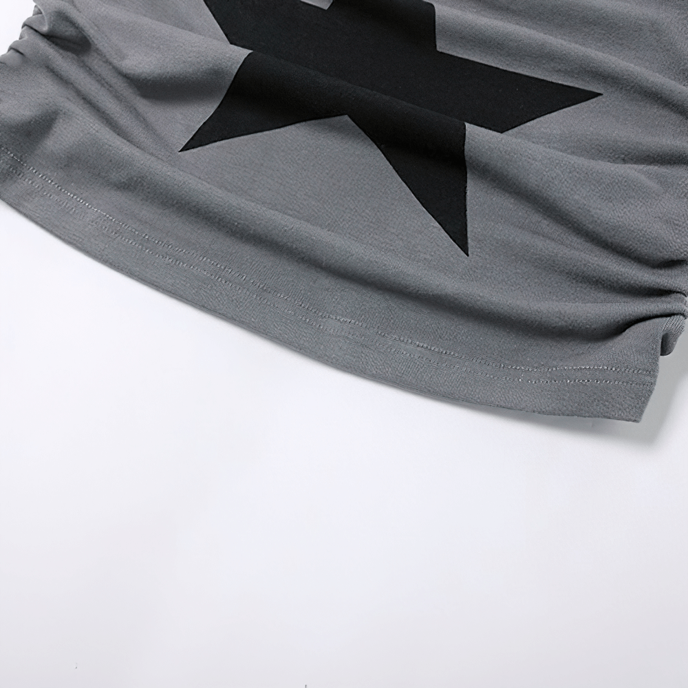 Stylish gray camis with black star print, perfect for casual wear and adding flair to your wardrobe.