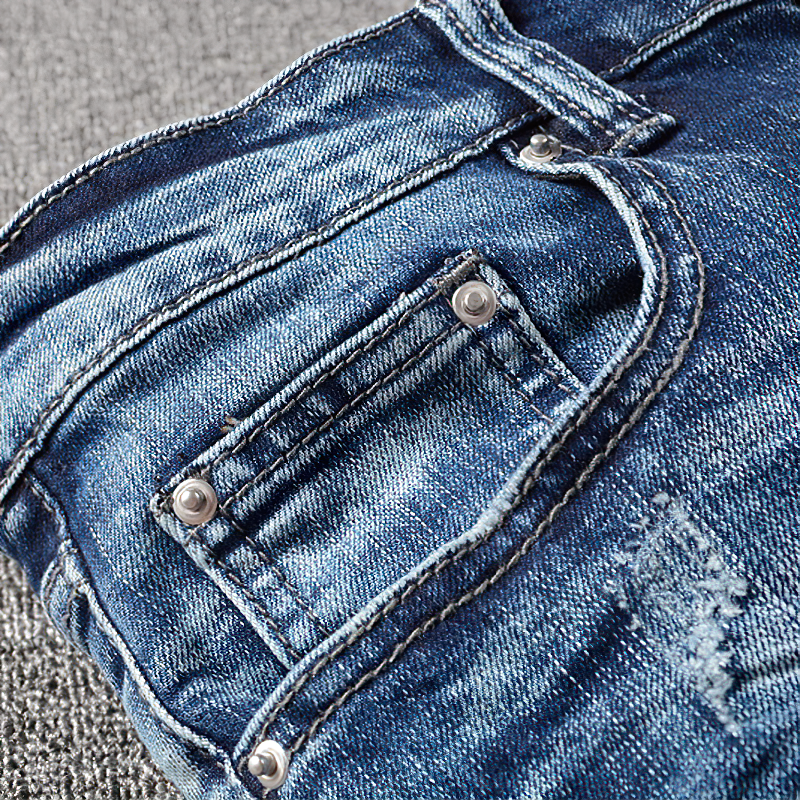 Skinny Patchwork Jeans For Men / Alternative Stretch Denim Men's Pants - HARD'N'HEAVY