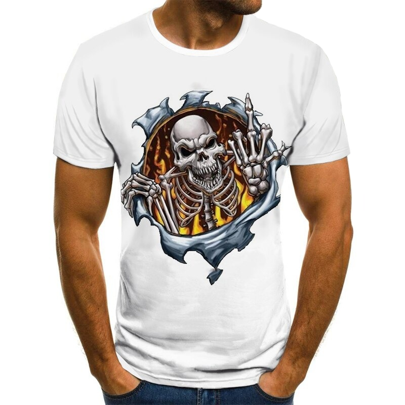 Skull 3D Print T-Shirt / Men Short Sleeve O-neck Tops & Tees / Edgy Clothing - HARD'N'HEAVY