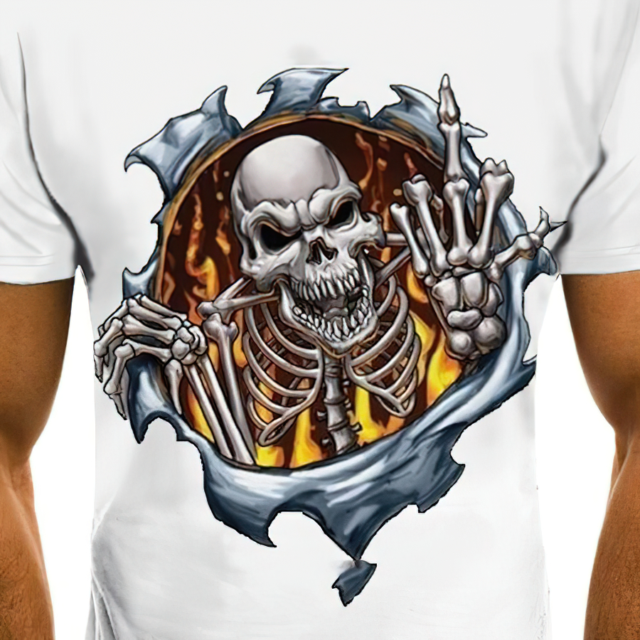 Skull 3D Print T-Shirt / Men Short Sleeve O-neck Tops & Tees / Edgy Clothing - HARD'N'HEAVY