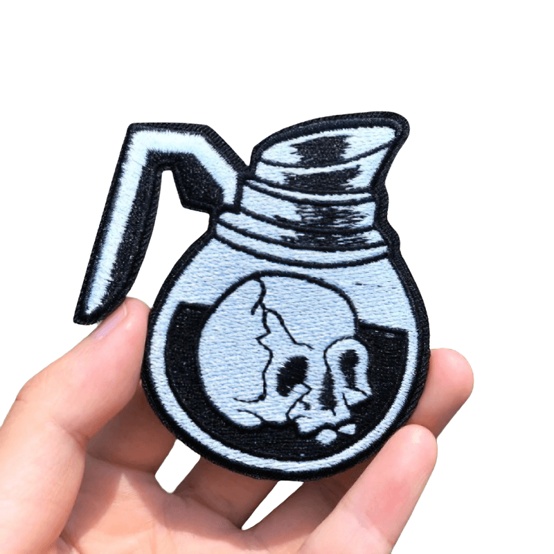 Skull Coffee Pot Pach / Stylish Gothic Decal / Unisex Rock Style Embroidery - HARD'N'HEAVY