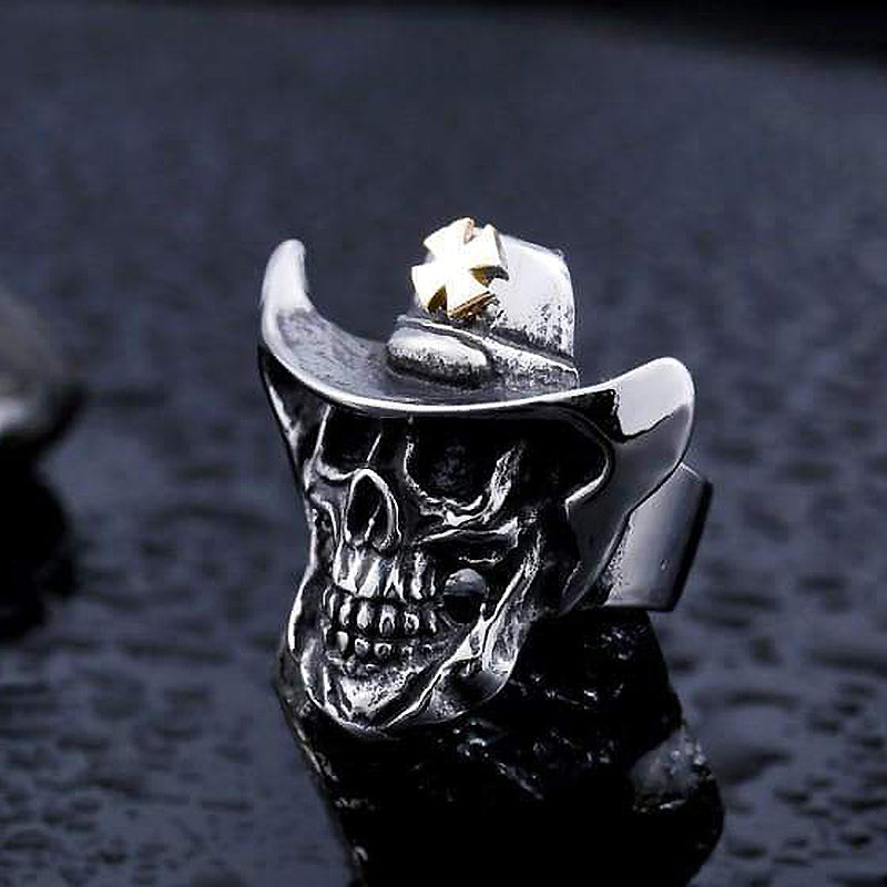 Skull Cowboy Ring / Vintage Stainless steel Jewelry in Rock Style - HARD'N'HEAVY