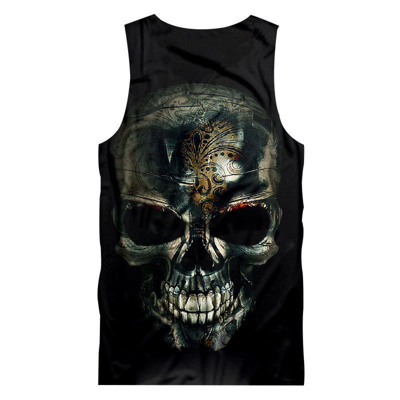 Skull Death Tank Top Summer Lion 3D Singlets Vest Punk Gothic Shirts Sleeveless Rock Style - HARD'N'HEAVY