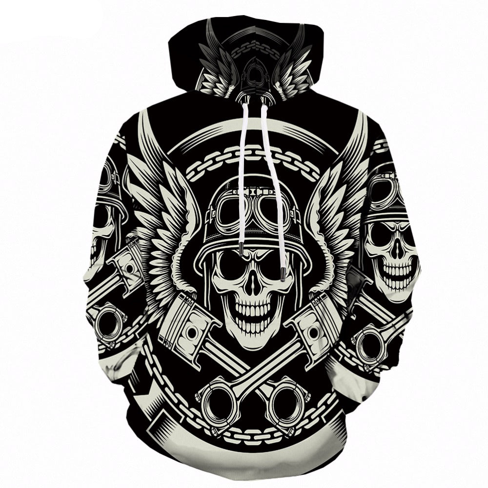 Skull head with Wings in Rock Style Men Hoodies / Hooded Sweatshirts with 3D Print - HARD'N'HEAVY