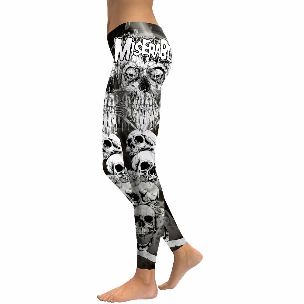 Skull Head Women Leggings / Skeleton Print Pants / Women's Slim Fitness Alternative Apparel #2 - HARD'N'HEAVY