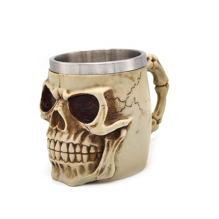 Skull King 450ml beer mug with detailed 3D skull design, perfect for retro Viking pub bar decor.