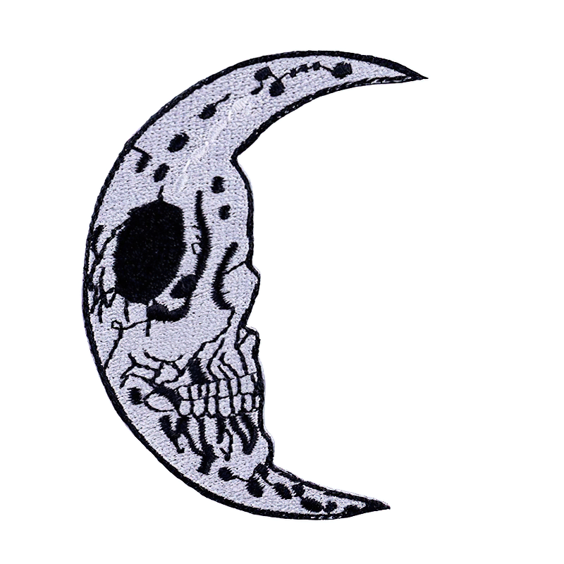 Skull Of Young Moon Shape Patch For Clothes / Unisex Casual Accessory / Rock Style - HARD'N'HEAVY