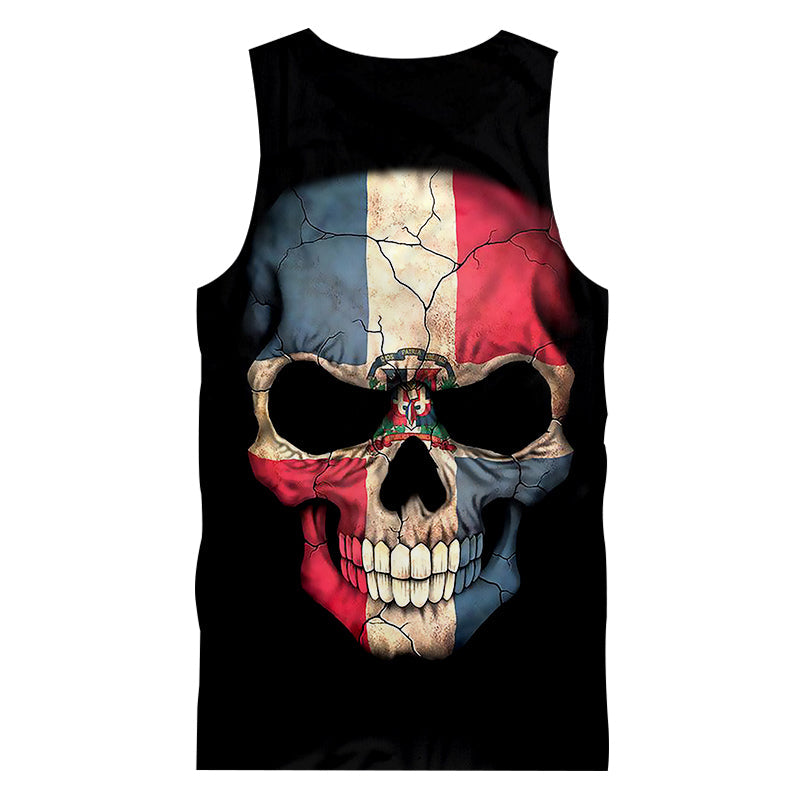 Skull Print Tank Top with Shorts Man / O-neck Sleeveless Shirts & Gyms Clothes / Rock style - HARD'N'HEAVY