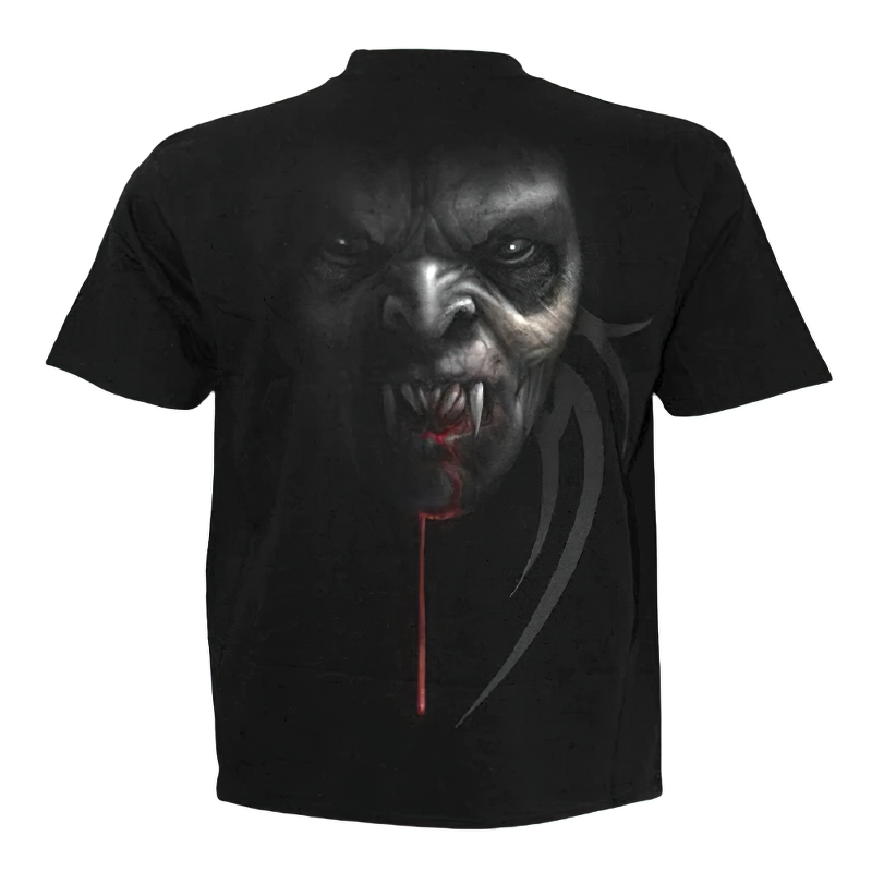 Skull Reaper T-shirt featuring a haunting design of a fierce face with blood on a black background.