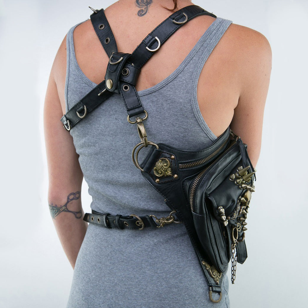 Skull Retro Rock Bags / Alternative Fashion Gothic Steampunk Shoulder Bag / Vintage Leather #9 - HARD'N'HEAVY