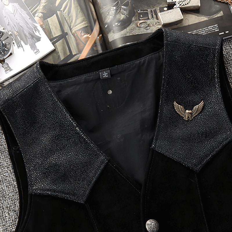Skull Tassel Motorcycle Biker Vest / Men's Punk Rock Genuine Leather Sleeveless Jackets