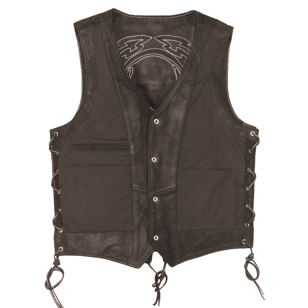 Skulls Embroidery Rock Style Vest / Motorcycle Genuine Leather Vest / Vintage Biker Outfit - HARD'N'HEAVY