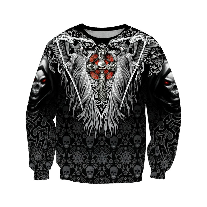 Skulls On The Cross 3D Print Sweatshirt / Unisex Goth Style Sweatshirt for Men and Women - HARD'N'HEAVY