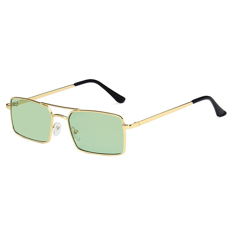 Small square unisex sunglasses with green lenses and vintage alloy frame, perfect retro accessory for men and women.