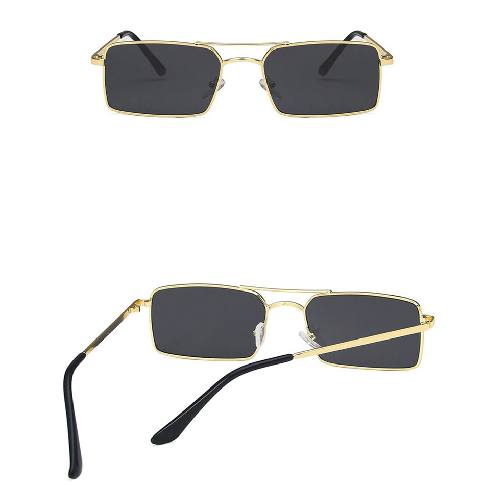 Unisex vintage square sunglasses with alloy metal frame, UV400 lenses in black, stylish retro accessory for men and women.