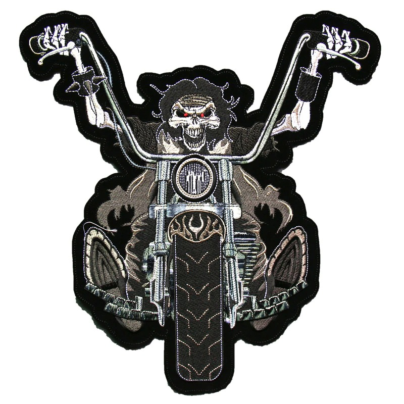 Smiling Skeleton Iron-On Biker Patch For Jackets / Large Embroidered Biker Patches For Clothes - HARD'N'HEAVY