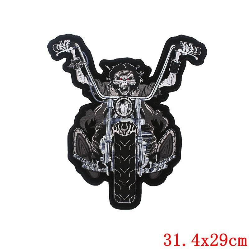 Smiling Skeleton Iron-On Biker Patch For Jackets / Large Embroidered Biker Patches For Clothes - HARD'N'HEAVY