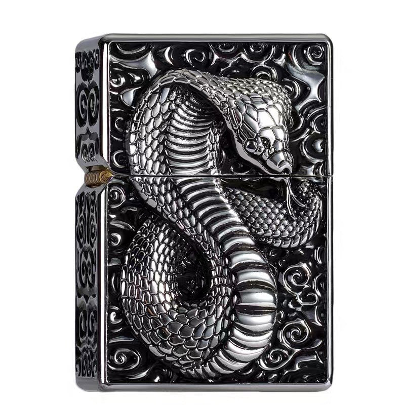 Snake Design Gasoline Lighter / All Metal Relief Lighter / Smoker Kerosene Gadgets - HARD'N'HEAVY