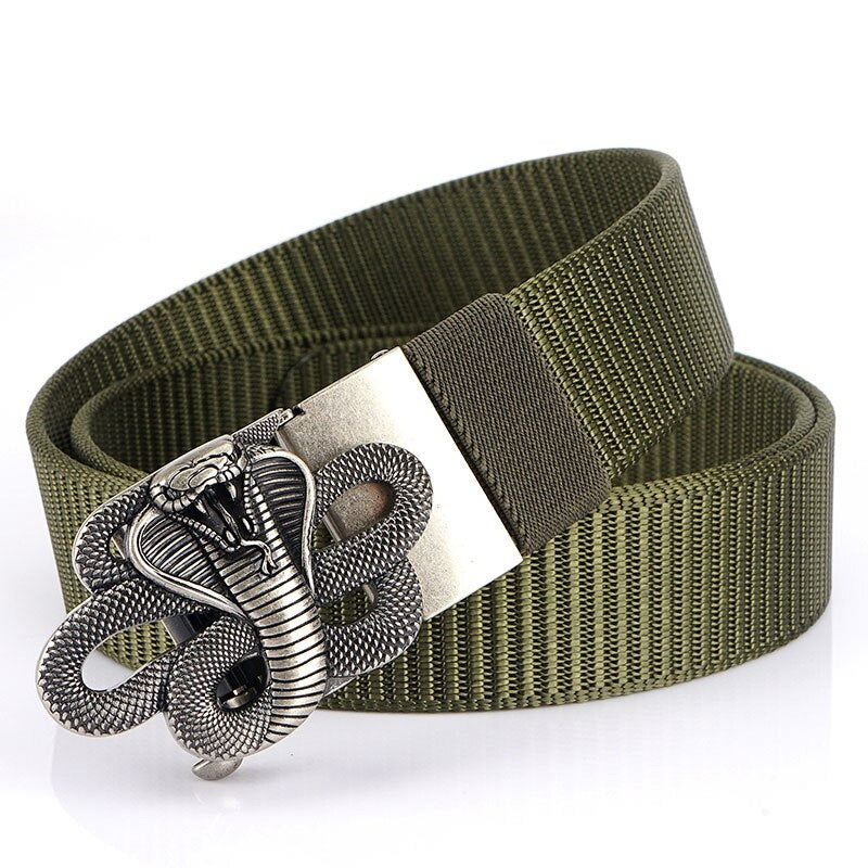 Metal Snake Belt Snake Designe Nylon Belt Metal Automatic Buckle