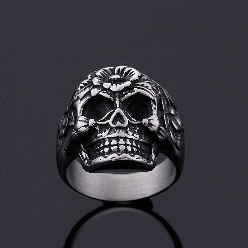 Vintage Skull Rings / Silver-Color Stainless Steel Cool Ring / Women Rock Punk Jewelry - HARD'N'HEAVY