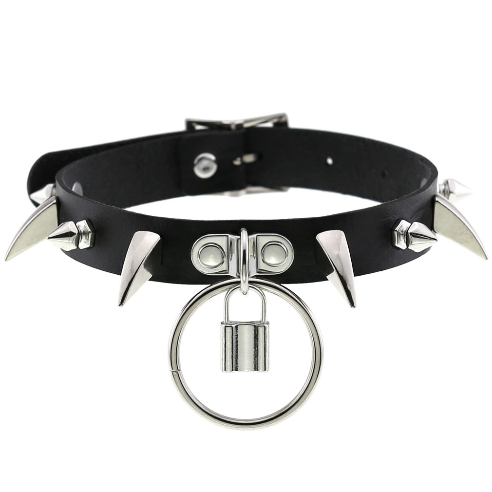 Metallic Lock Choker Collar / Women and Men Velvet Choker Necklace / U