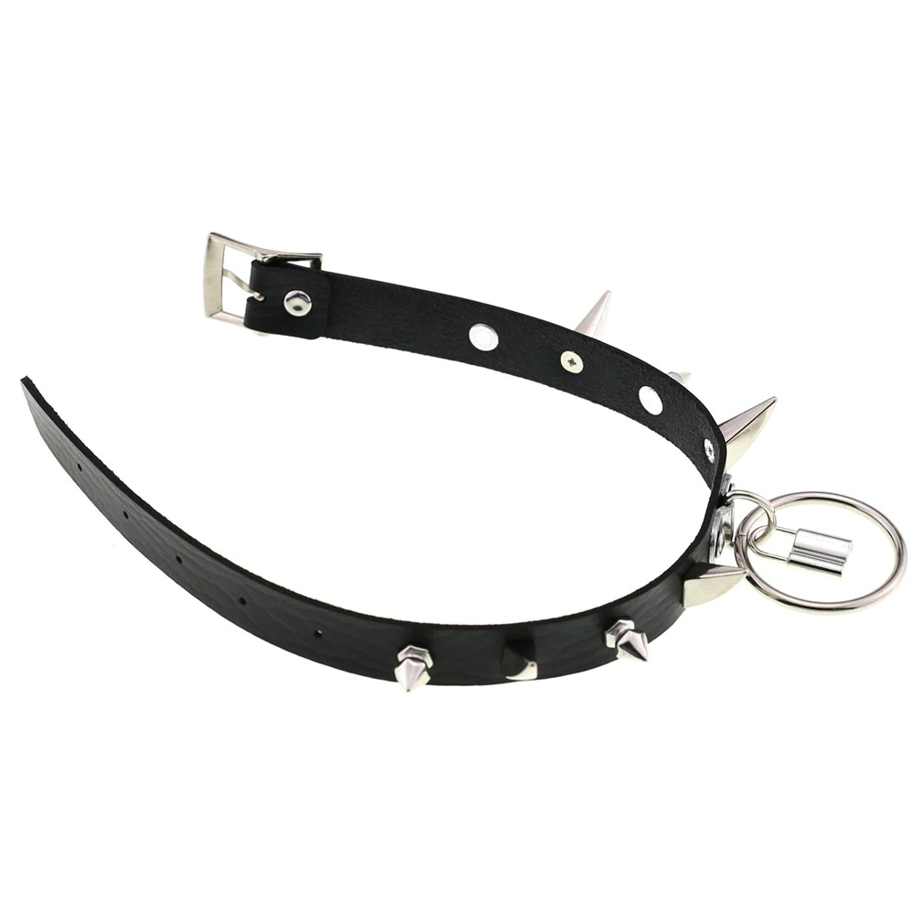 Spiked Choker Collar For Girls / Punk Gothic Lock Necklace / Strap Cosplay Accessories - HARD'N'HEAVY