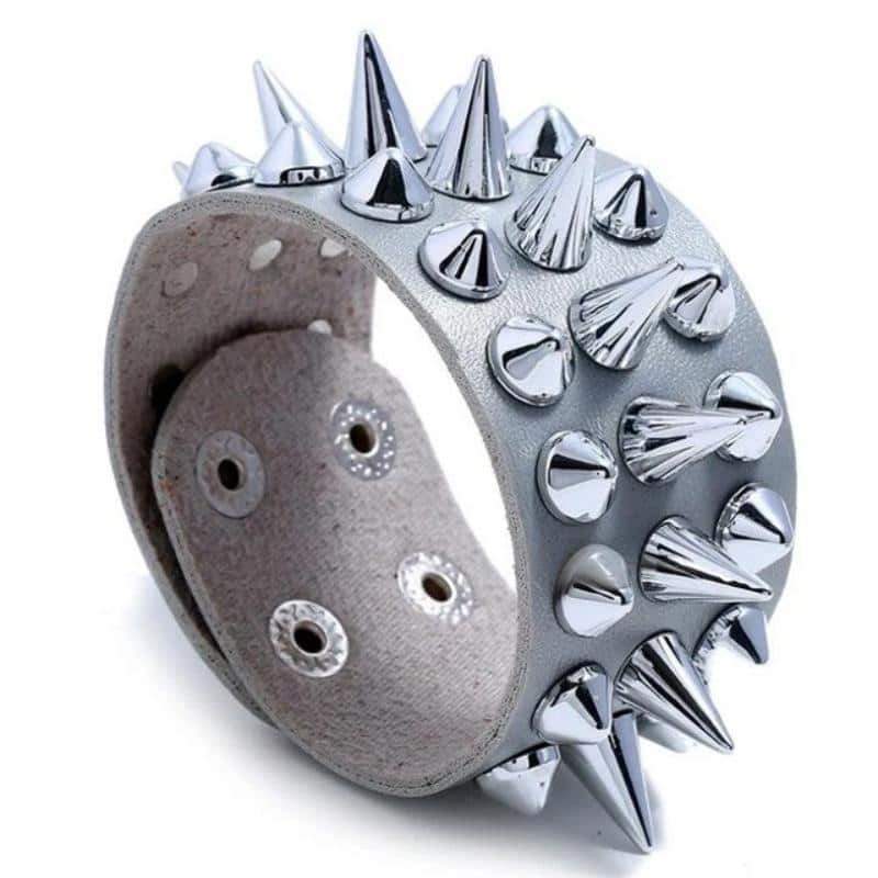 Spiked Rivet Bracelet in Rock Style / Wide Leather Stud Wristband - HARD'N'HEAVY