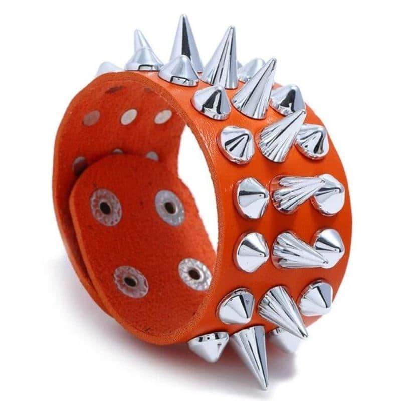 Spiked Rivet Bracelet in Rock Style / Wide Leather Stud Wristband - HARD'N'HEAVY