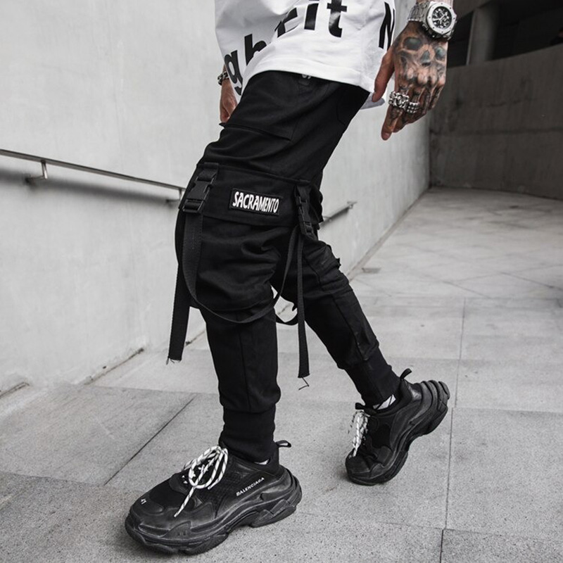 Men's spring fashion pants featuring unique ribbons and rock style, perfect for active days and effortless style.