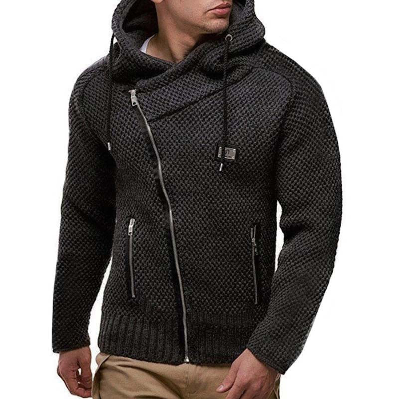 Spring-Winter Men's Hooded Sweaters / Zipper Full Sleeve Hooded Solid Knitwear Coat - HARD'N'HEAVY