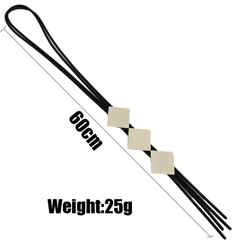 Square wood pendant necklace for women, stylish casual jewelry with elastic rubber cord, 60cm long.