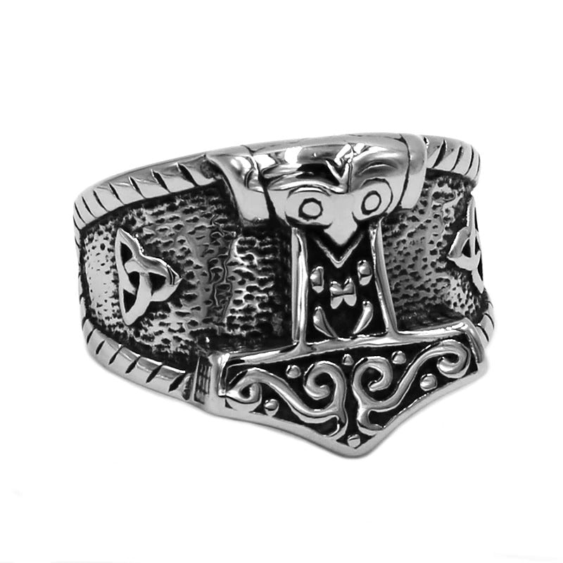 Stainless Steel Celtic Ring featuring intricate designs, perfect for unisex gothic style jewelry.