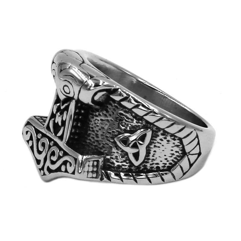 Stainless steel Celtic ring for men and women, featuring intricate Nordic designs. Perfect for gothic style.