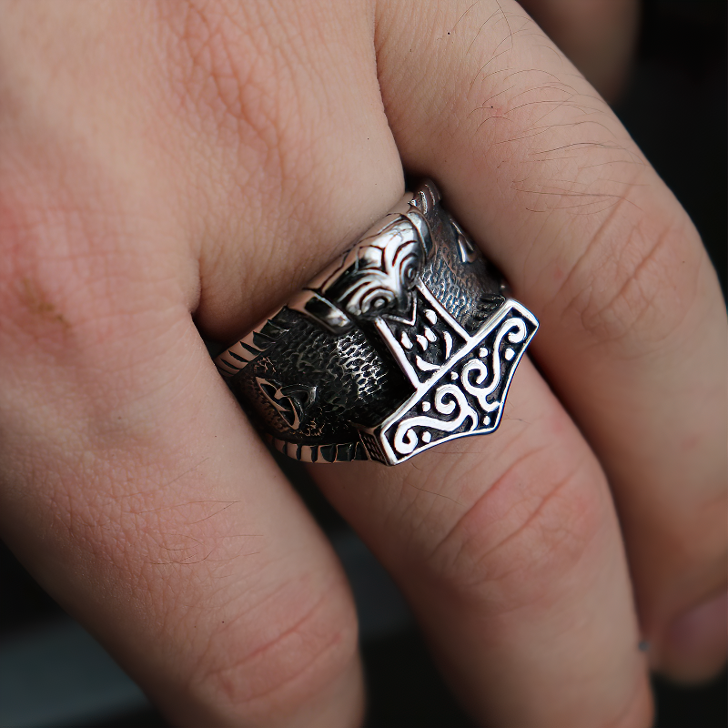 Stainless steel Celtic ring featuring intricate designs, perfect for unisex gothic jewelry lovers.
