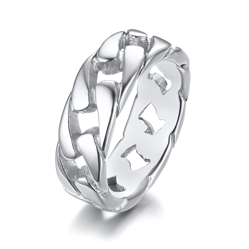 Stainless Steel Chain Link Ring / Vintage Jewellery For Men And Women - HARD'N'HEAVY