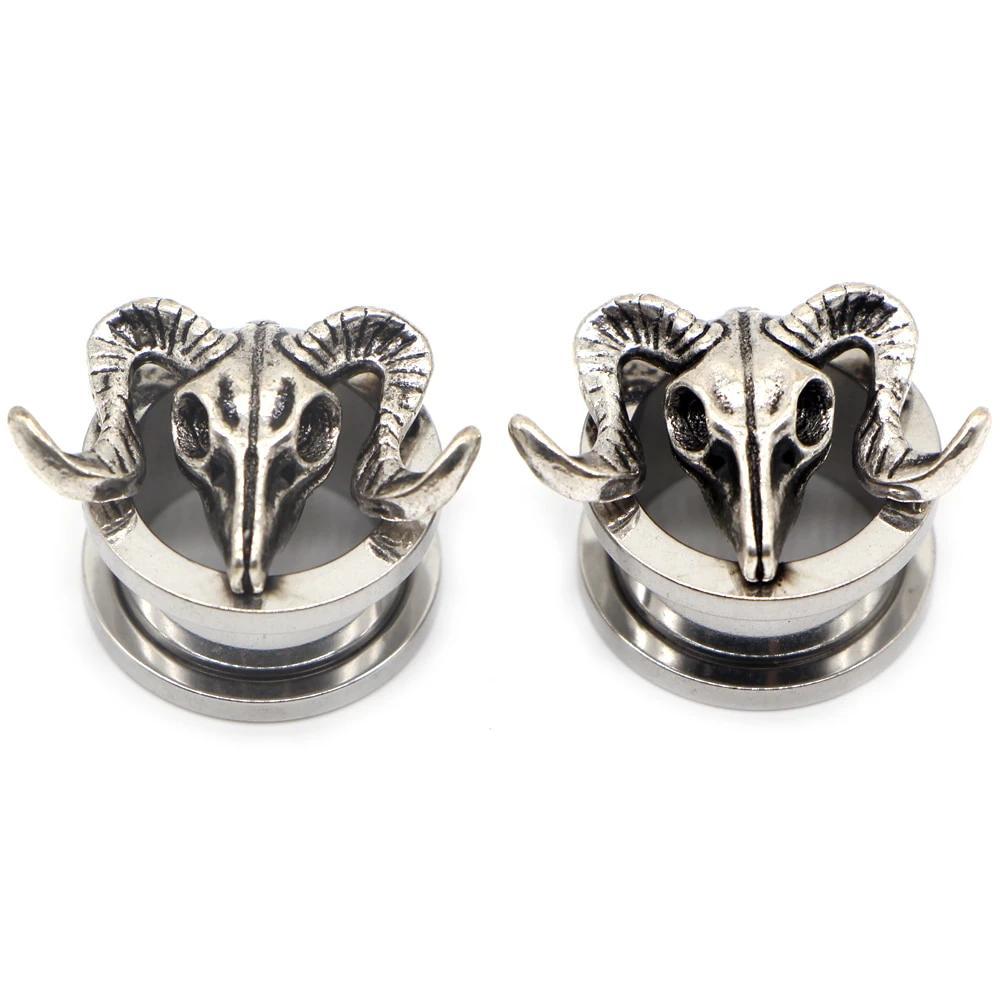 Stainless Steel Piercing Ear Gauges with Dinosaurs / Earrings Plugs / Tunnel Jewelry Fashion - HARD'N'HEAVY