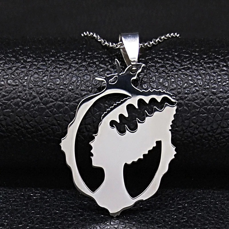 Stylish stainless steel pendant featuring a unique design, perfect for gothic and alternative fashion.
