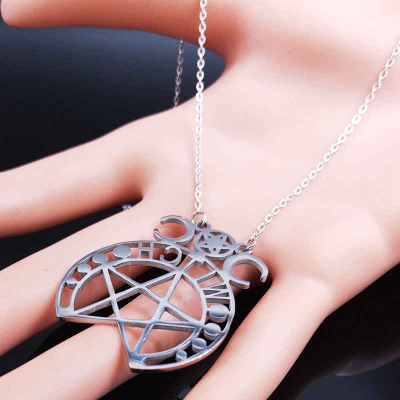 Stainless Steel Gothic Pendant / Pendant with Witchcraft Pentagram / Women's Jewelry - HARD'N'HEAVY