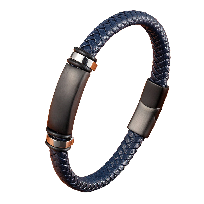 Stainless Steel Magnetic Clasp Bracelet for Men / Genuine Leather Bracelet for You - HARD'N'HEAVY