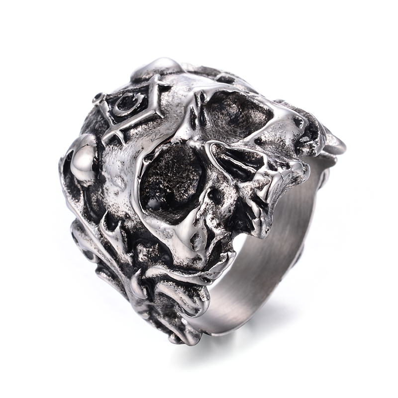 Stainless steel Masons skull ring with gothic design for men and women, featuring intricate details and a bold look.