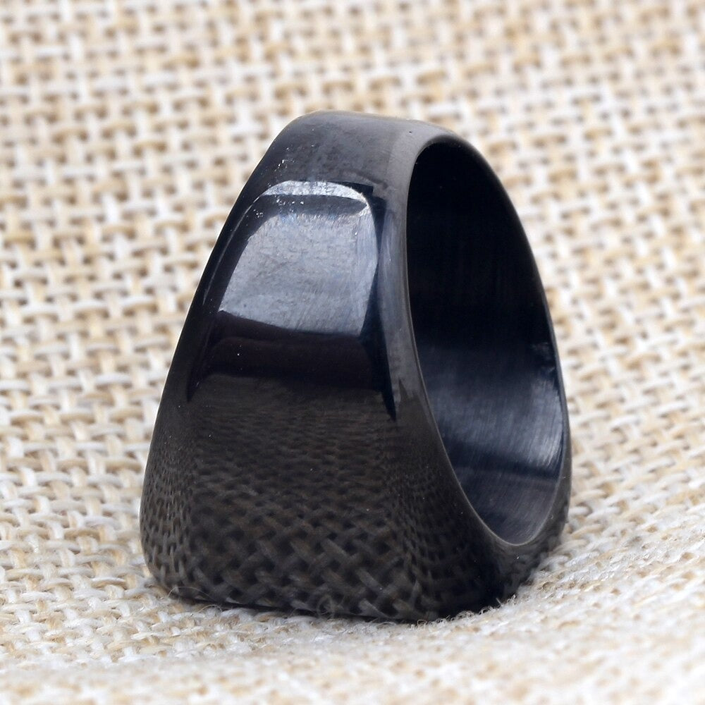 Stainless Steel Men's And Women's Black Ring / Jewelry With Musical Guitar Design - HARD'N'HEAVY