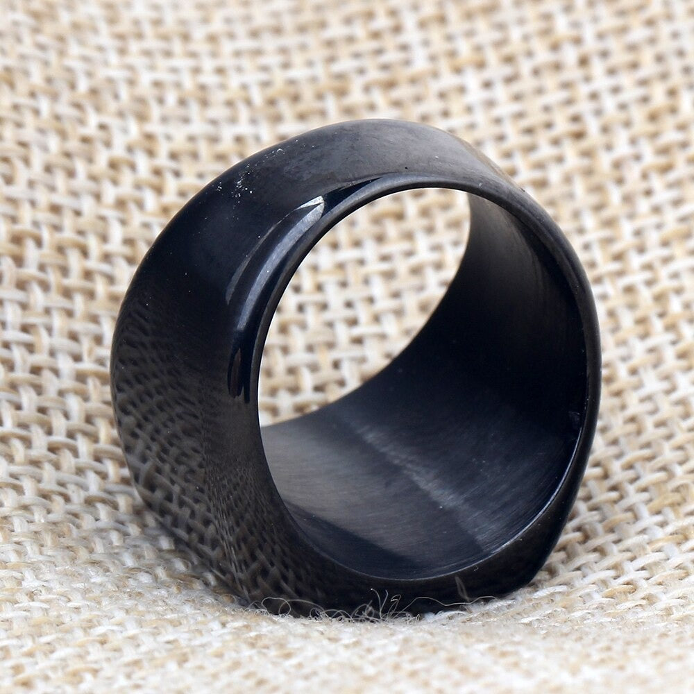 Stainless Steel Men's And Women's Black Ring / Jewelry With Musical Guitar Design - HARD'N'HEAVY