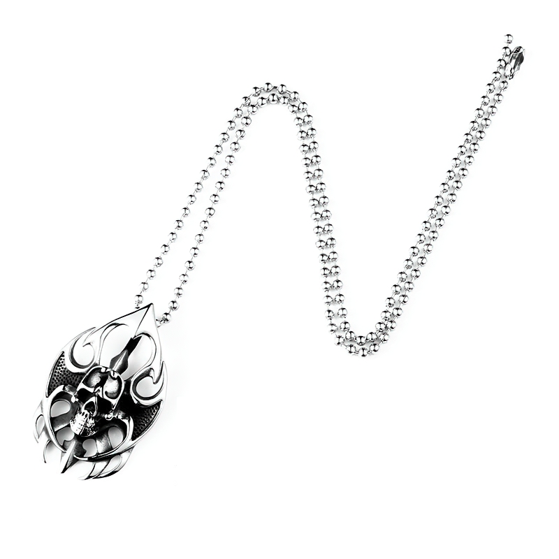 Stainless Steel Pendant Of Skull / Unisex Rock Style Necklace /  Fashion Gothic Jewelry - HARD'N'HEAVY