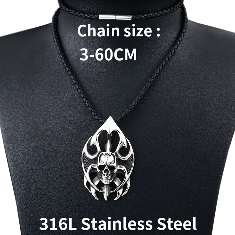 Stainless Steel Pendant Of Skull / Unisex Rock Style Necklace / Fashion Gothic Jewelry
